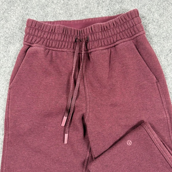 Lululemon Joggers Plush Times Size 2 Heathered Burgundy Drawstring Women's - Picture 1 of 10
